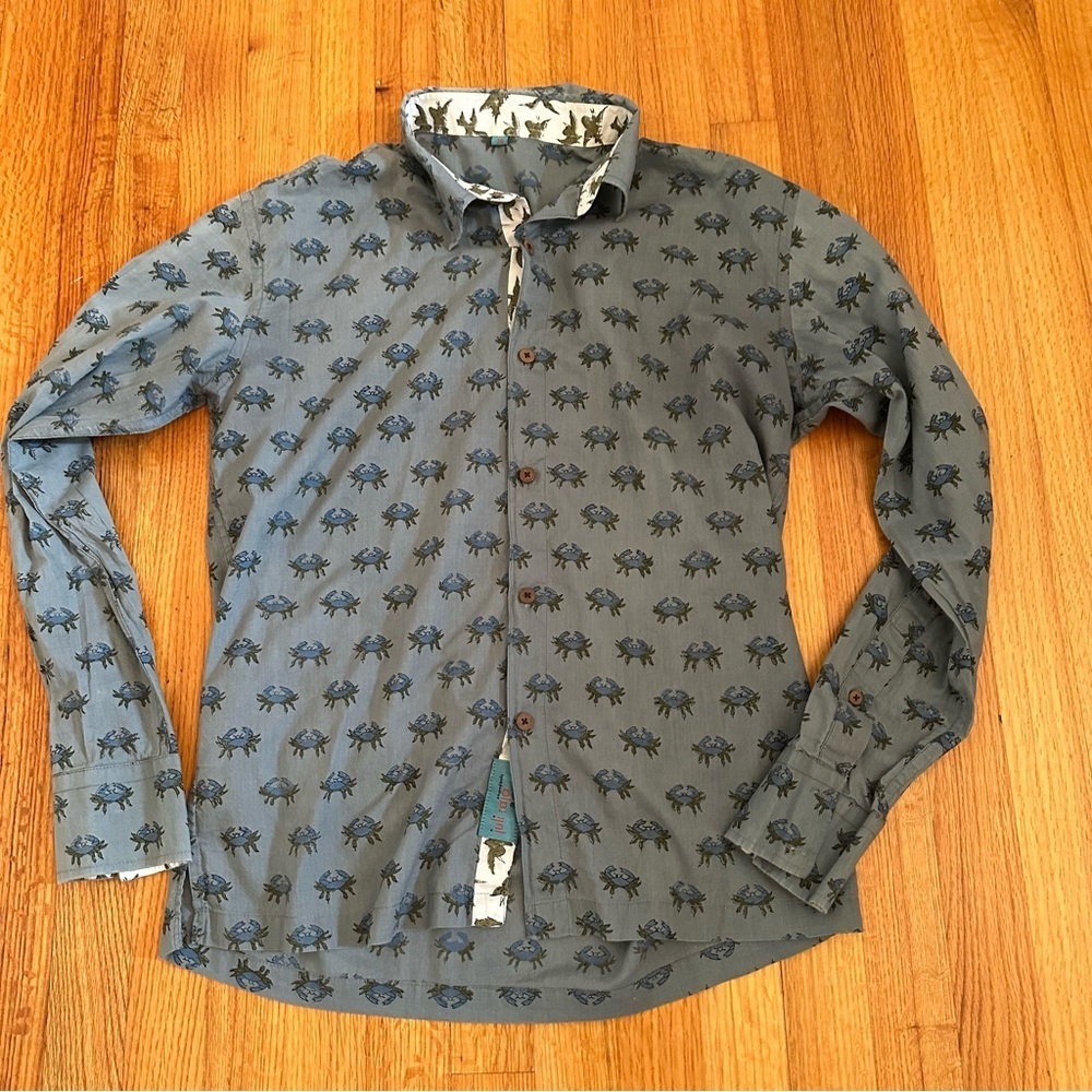 Juli Raja  crabs Button Up Shirt size 38 Made in New York(j5)